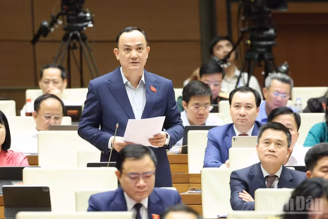 Đại biểu Nguyễn Ngọc Sơn (Đoàn ĐBQH TP Hải Phòng) phát biểu trong phiên thảo luận ở hội trường về tình hình kinh tế-xã hội chiều 20/4. (Ảnh: DUY LINH)