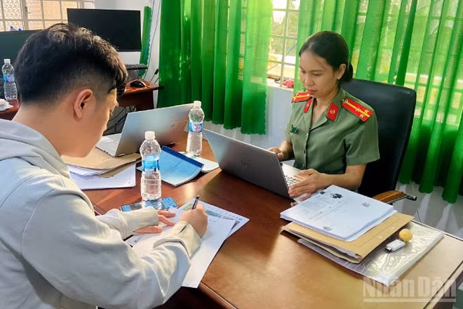 Đối tượng N.T.T làm việc với cơ quan Công an.