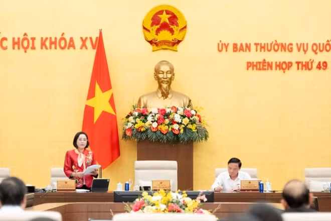 Phó Chủ tịch Quốc hội Nguyễn Thị Thanh điều hành phiên họp.