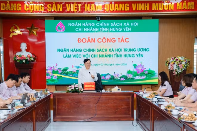 Tổng Giám đốc Ngân hàng Chính sách xã hội Trung ương Dương Quyết Thắng chủ trì buổi làm việc.