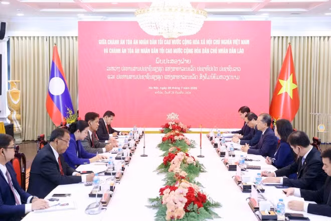Quang cảnh hội đàm. (Ảnh: PHẠM KIÊN)