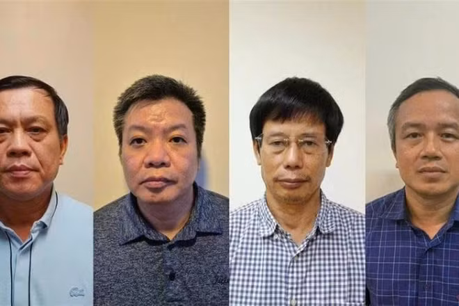 Các bị can (từ trái qua): Nguyễn Bá Hoan, Tống Hải Nam, Nguyễn Gia Liêm, Phạm Viết Hương. (Ảnh: Bộ Công an)