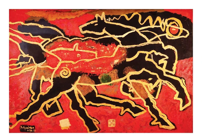 Tranh sơn mài Ngựa của hoạ sĩ Ngọc Thọ, vẽ trong thời gian 1978-1983. (Nguồn Bảo tàng MTVN)