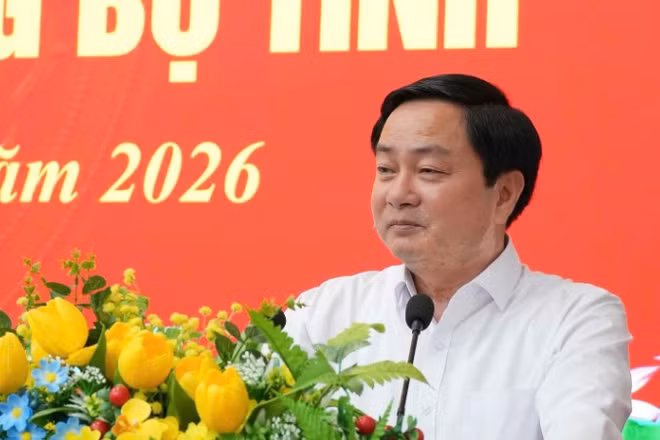 Ủy viên Trung ương Đảng, Bí thư Tỉnh ủy Tây Ninh Nguyễn Văn Quyết phát biểu chỉ đạo.