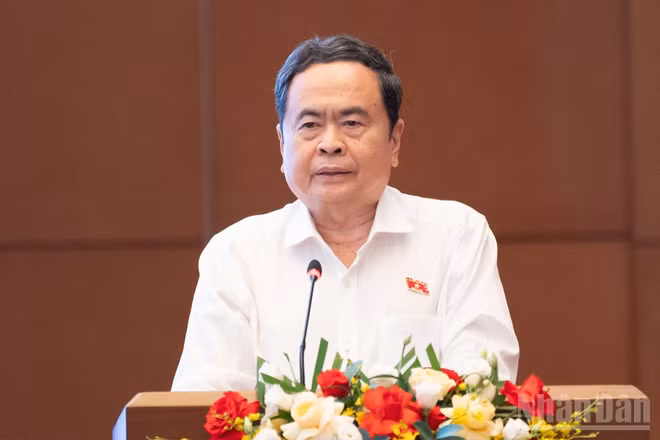 Chủ tịch Quốc hội Trần Thanh Mẫn phát biểu kết luận hội nghị. (Ảnh: DUY LINH)