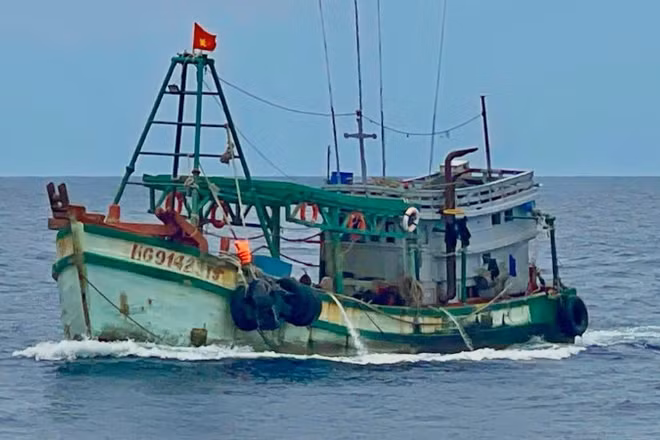Tàu cá có ngư dân bị thương do rắn biển cắn.