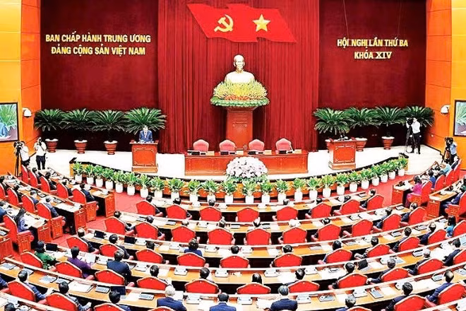 Hội nghị lần thứ ba Ban Chấp hành Trung ương Đảng Cộng sản Việt Nam khóa XIV. (Ảnh ĐĂNG KHOA)