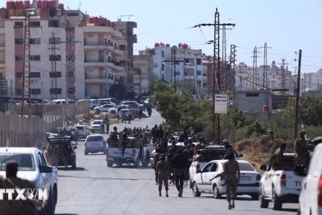 Lực lượng an ninh Syria tiến vào thành phố Sweida ở miền nam nước này. (Ảnh: THX/TTXVN)