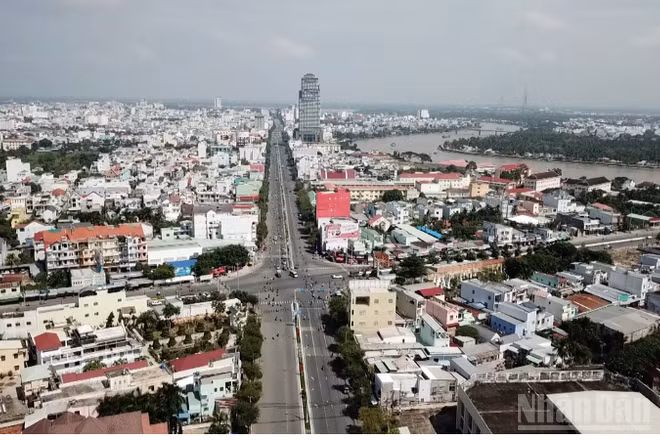 Một góc thành phố Cần Thơ nhìn từ trên cao.