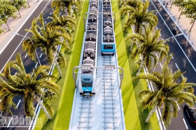 Phối cảnh dự án tuyến tàu điện đô thị đoạn 1 ở Phú Quốc.
