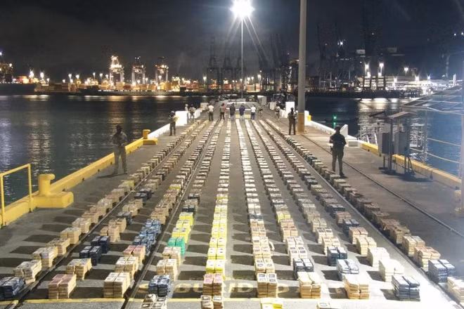 Số ma túy bị lực lượng Hải Không quân Panama thu giữ. Ảnh: Sputnik