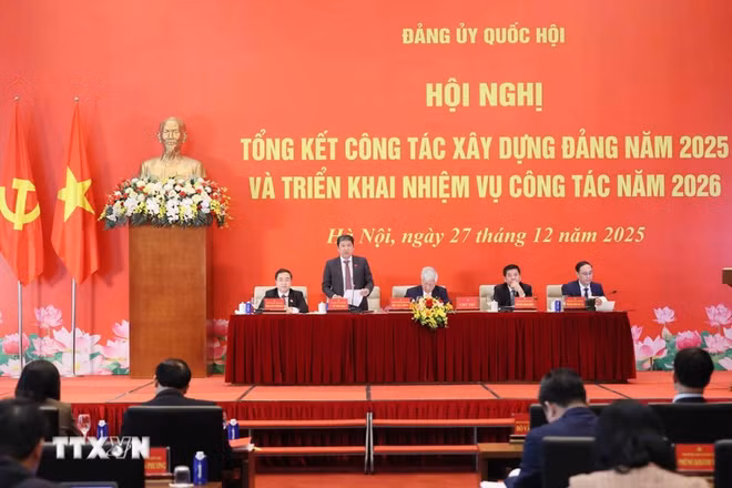 Hội nghị Tổng kết công tác xây dựng Đảng năm 2025 và triển khai nhiệm vụ công tác năm 2026. (Ảnh: An Đăng/TTXVN)
