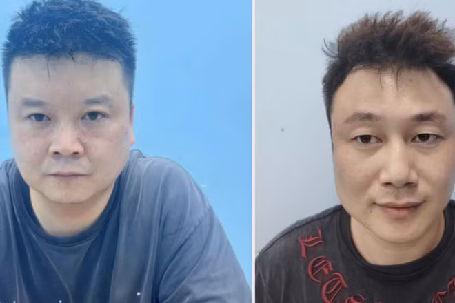 Hai đối tượng tại cơ quan điều tra. (Ảnh: Công an cung cấp)