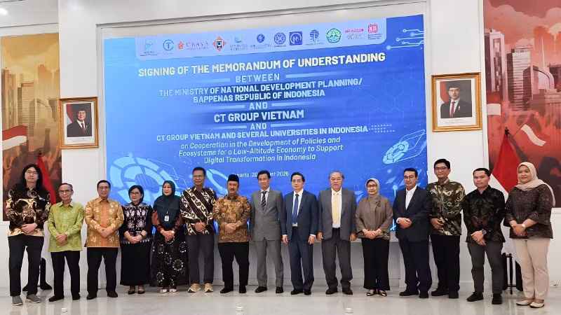 Lễ ký kết biên bản ghi nhớ hợp tác giữa CT Group và Bộ Kế hoạch Phát triển Quốc gia Indonesia.