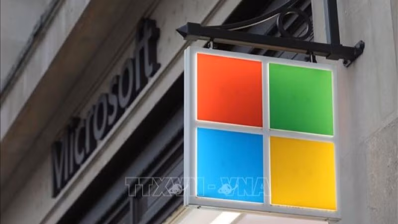 Biểu tượng Microsoft tại London, Anh. Ảnh tư liệu: THX/TTXVN