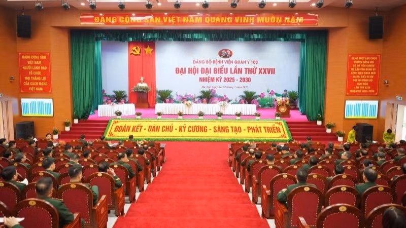 Đảng bộ Bệnh viện Quân y 103 long trọng tổ chức Đại hội đại biểu lần thứ XXVII nhiệm kỳ 2025-2030. (Ảnh: ĐỖ THOA)