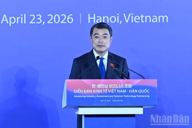 Thủ tướng Chính phủ Lê Minh Hưng phát biểu ý kiến tại Diễn đàn Kinh tế Việt Nam-Hàn Quốc. (Ảnh: Trần Hải)