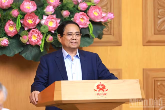 Thủ tướng Chính phủ Phạm Minh Chính phát biểu tại buổi làm việc. (Ảnh: Trần Hải)