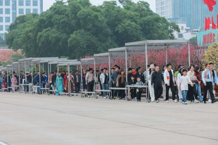 Hàng đoàn người nối đuôi nhau vào Lăng viếng Chủ tịch Hồ Chí Minh. (Ảnh: HOÀNG HIẾU/TTXVN)