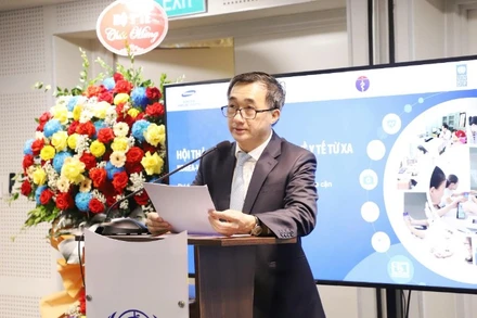 Giáo sư, Tiến sĩ Trần Văn Thuấn, Thứ trưởng Y tế phát biểu tại hội thảo.