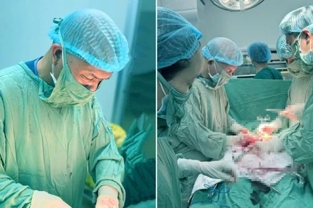 Các bác sĩ phẫu thuật bảo toàn tính mạng cho cả mẹ và con. 