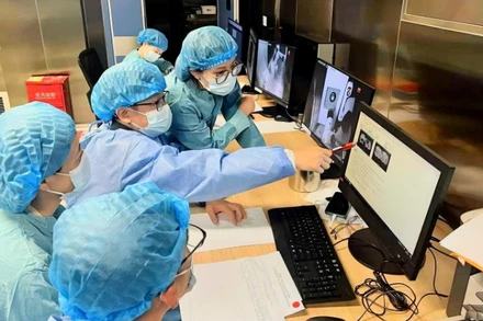 Tiến sĩ, bác sĩ Hồ Ngọc Anh Vũ chia sẻ với các đồng nghiệp nước bạn.