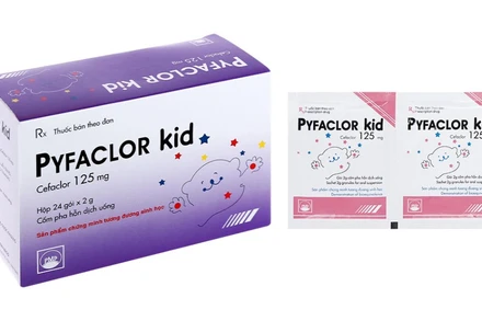 Hình ảnh sản phẩm thuốc Cốm pha hỗn dịch uống Pyfaclor Kid (Cefaclor 125mg). (Ảnh chụp màn hình)