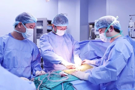Các bác sĩ tiến hành ghép thận cho bệnh nhân. 