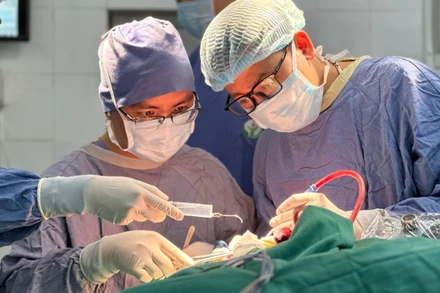 Ê-kíp áp dụng kỹ thuật đặt điện cực theo dõi chức năng liên tục trong lúc bệnh nhân mắc u thần kinh đệm nhu mô não kích thước lớn.