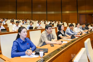 Các đại biểu Quốc hội dự phiên họp ở hội trường sáng 7/8. (Ảnh: DUY LINH)