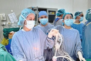 Bác sĩ can thiệp cho người bệnh. 