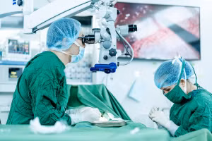 Thạc sĩ, bác sĩ Đinh Hữu Việt trong một ca phẫu thuật vi phẫu tinh hoàn tìm tinh trùng Micro TESE.