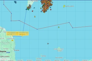 Vị trí tàu KAYO bị sự cố trên vùng biển Malaysia.