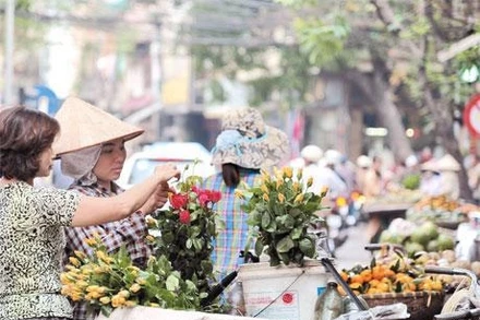 Hàng rong trên đường phố Hà Nội. 