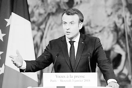 Tổng thống Pháp Emmanuel Macron cam kết ngăn chặn nạn tin giả. (Ảnh: Reuters)