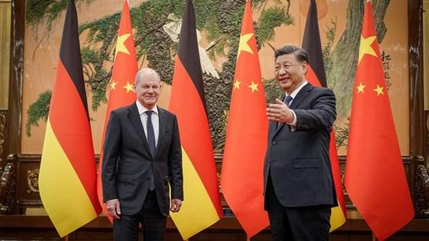 Chủ tịch Trung Quốc Tập Cận Bình tiếp Thủ tướng Đức Olaf Scholz. (Nguồn: DPA/TTXVN)