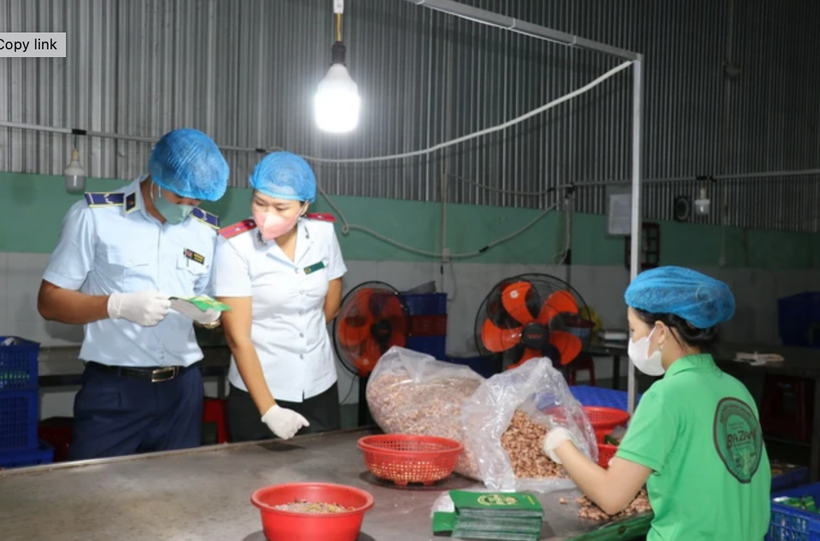 Đoàn kiểm tra liên ngành kiểm tra các tổ chức, cá nhân, cơ sở sản xuất, kinh doanh về an ninh, an toàn thực phẩm. (Ảnh: TTXVN)
