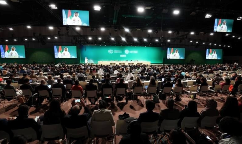 Chủ tịch COP28 Sultan Al Jaber phát biểu. (Ảnh: EPA/ Báo Công lý)