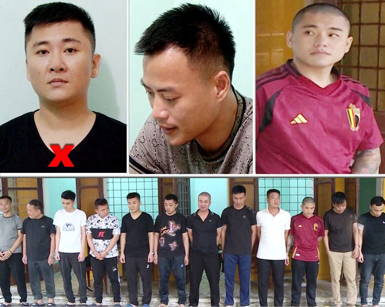 Vũ Đình Hiếu (X) và các đối tượng trong đường dây đánh bạc.