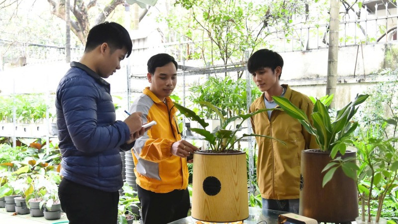 Doanh nghiệp khởi nghiệp TreeoTek phát triển sản phẩm máy lọc không khí công nghệ sinh học. (Ảnh THỦY NGUYÊN)