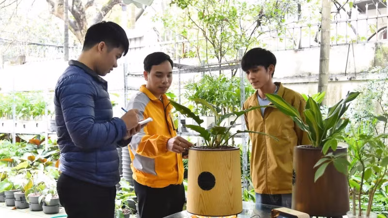 Doanh nghiệp khởi nghiệp TreeoTek phát triển sản phẩm máy lọc không khí công nghệ sinh học. (Ảnh THỦY NGUYÊN)