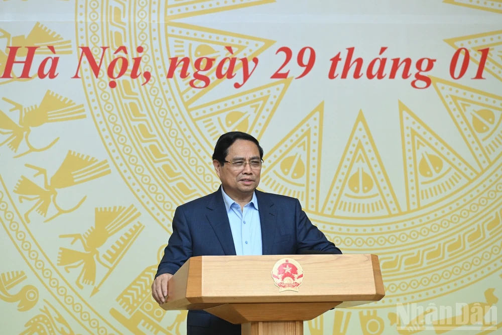 Thủ tướng Chính phủ Phạm Minh Chính phát biểu ý kiến kết luận Phiên họp. (Ảnh: TRẦN HẢI)