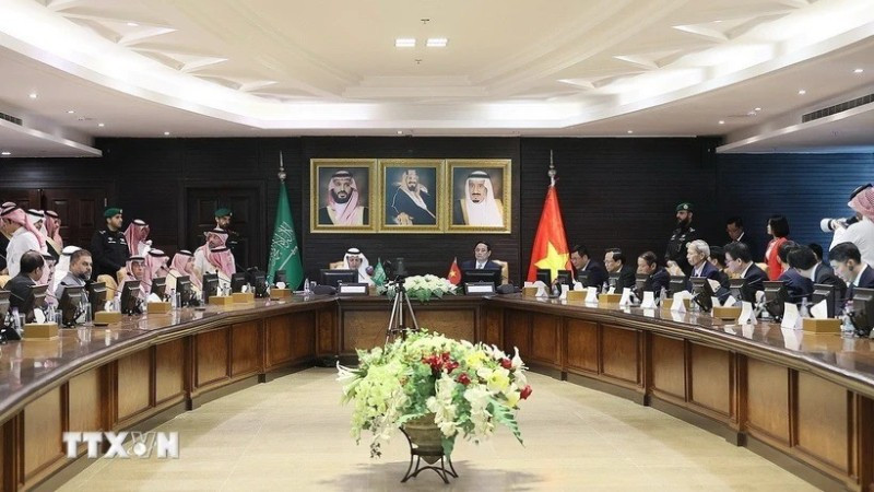Thủ tướng Phạm Minh Chính dự và phát biểu tại Diễn đàn kinh doanh Việt Nam-Saudi Arabia, tháng 10/2023. (Ảnh: TTXVN)