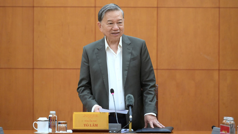 Tổng Bí thư Tô Lâm phát biểu tại buổi làm việc. (Ảnh: ĐĂNG KHOA)