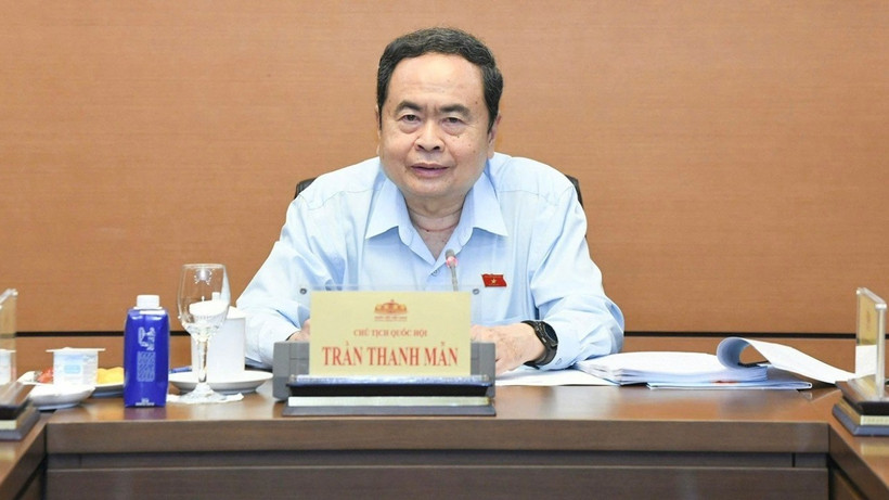 Chủ tịch Quốc hội Trần Thanh Mẫn phát biểu tại cuộc họp giao ban lãnh đạo Quốc hội. (Ảnh: LÂM HIỂN)
