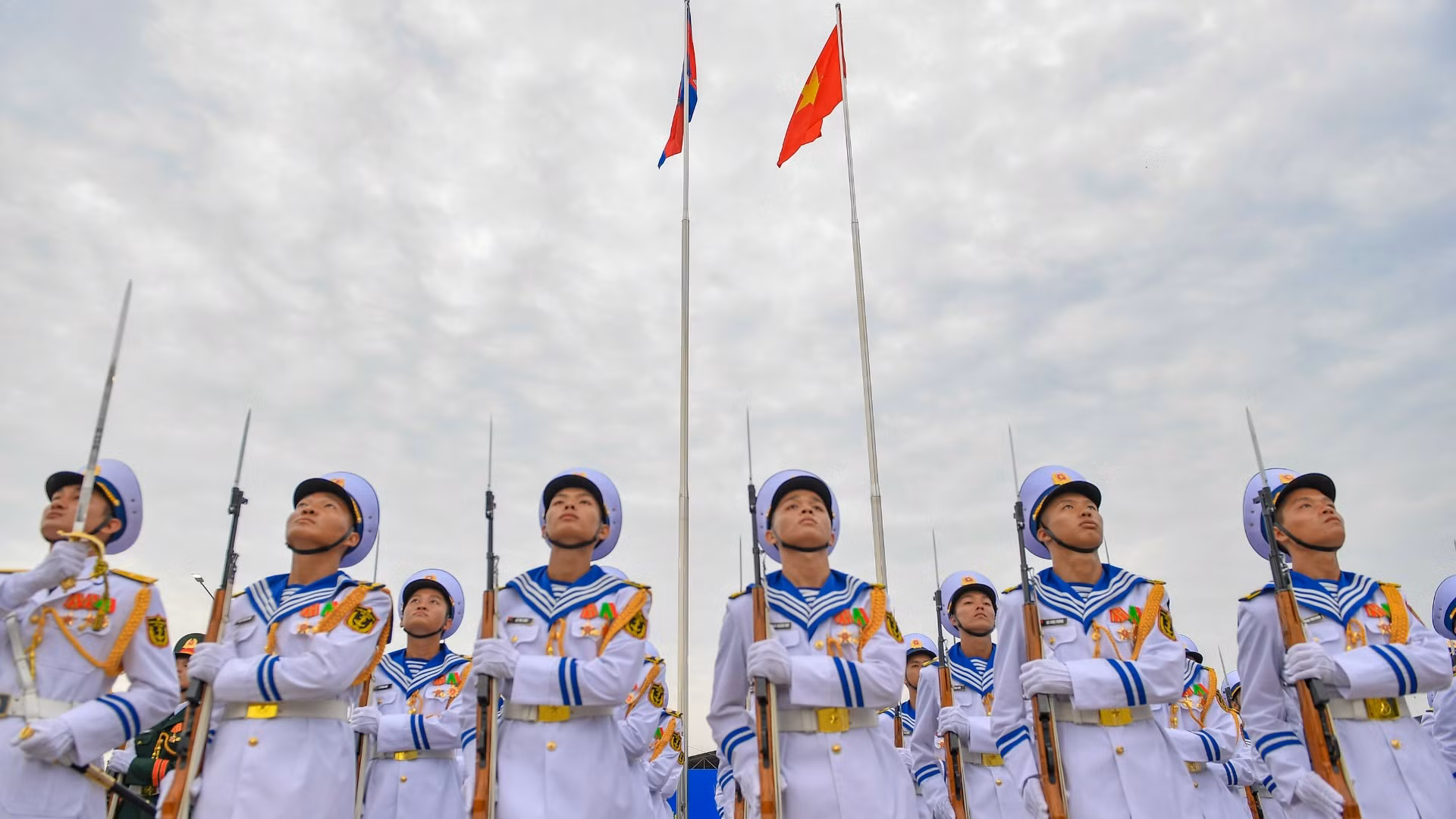 Đội danh dự tại buổi lễ tổng duyệt.