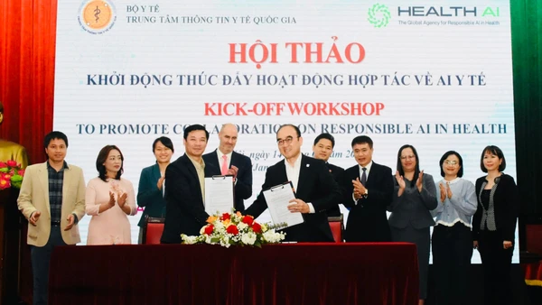 Các đơn vị ký kết trong thúc đẩy ứng dụng AI có trách nhiệm trong lĩnh vực y tế.