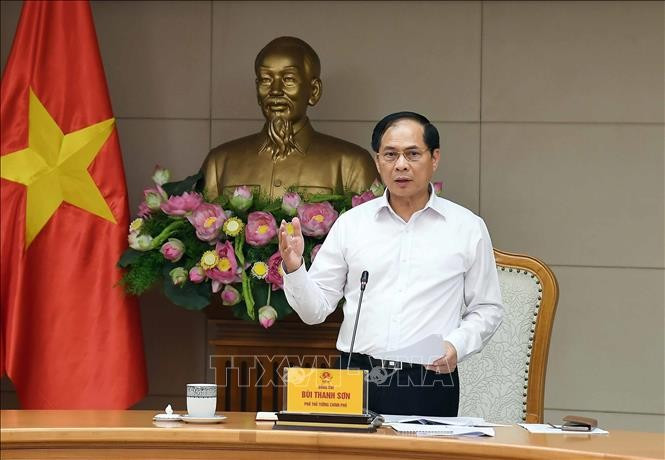 Phó Thủ tướng Bùi Thanh Sơn phát biểu tại cuộc họp. (Ảnh: TTXVN) vna-potal-pho-thu-tuong-bui-thanh-son-chu-tri-hop-ra-so.jpg