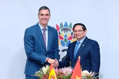 Thủ tướng Phạm Minh Chính đề nghị với Thủ tướng Tây Ban Nha Pedro Sánchez hai nước cùng triển khai hiệu quả Hiệp định EVFTA nhằm sớm đưa kim ngạch thương mại hai chiều vượt mức 8 tỷ USD. (Ảnh: VGP/Nhật Bắc)