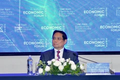 Thủ tướng Phạm Minh Chính tiếp các doanh nghiệp hệ sinh thái Trung tâm Tài chính quốc tế tại Việt Nam. (Ảnh: Thanh Giang)